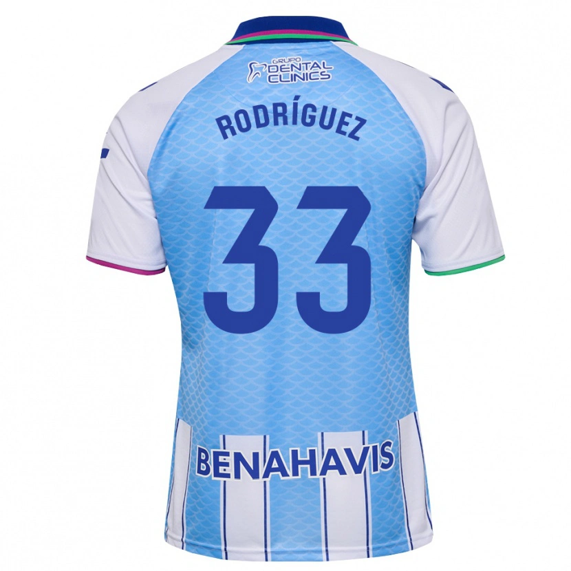 Danxen Niño Camiseta Alfonso Rodríguez #33 Azul Cielo Profundo Blanco 1ª Equipación 2026/27 La Camisa
