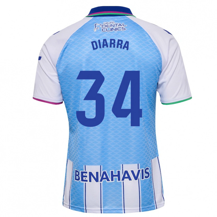 Danxen Niño Camiseta Cherif Diarra #34 Azul Cielo Profundo Blanco 1ª Equipación 2026/27 La Camisa