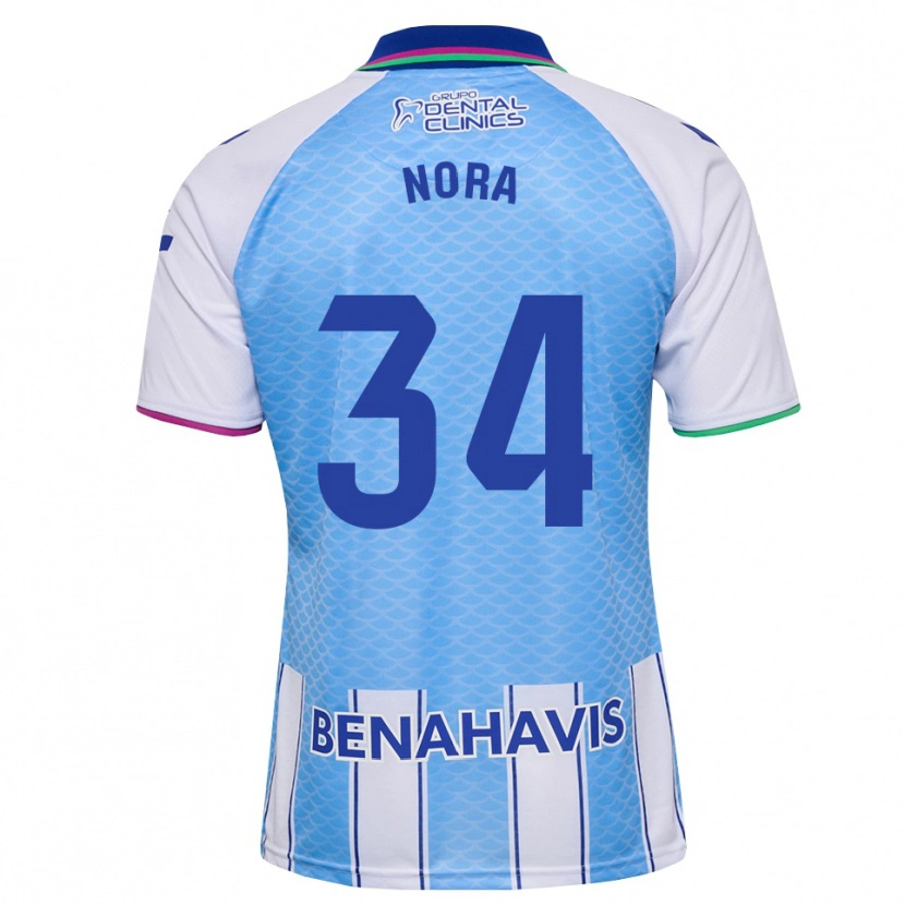 Danxen Niño Camiseta Nora #34 Azul Cielo Profundo Blanco 1ª Equipación 2026/27 La Camisa