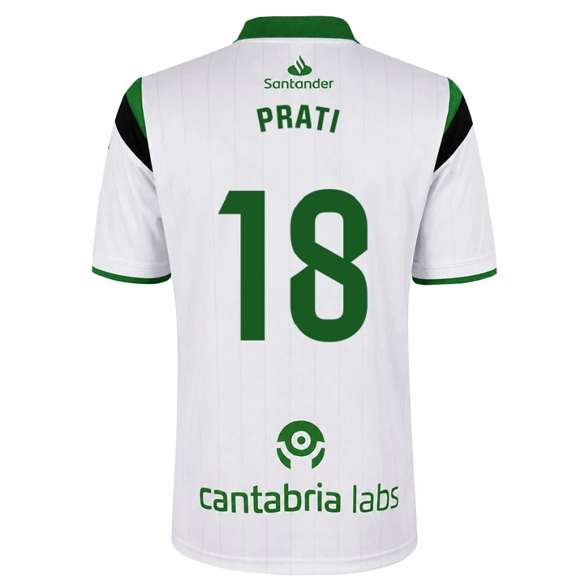 Danxen Niño Camiseta Matteo Prati #18 Blanco Verde Negro 1ª Equipación 2026/27 La Camisa