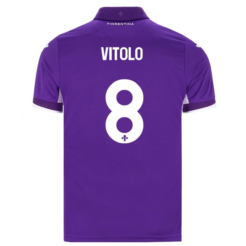 Danxen Niño Camiseta Federico Vitolo #8 Morado Blanco Rosa 1ª Equipación 2026/27 La Camisa