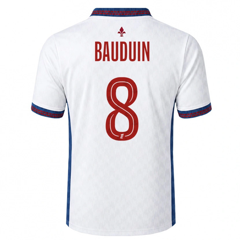 Danxen Niño Camiseta Justine Bauduin #8 Rojo Blanco Azul 2ª Equipación 2026/27 La Camisa