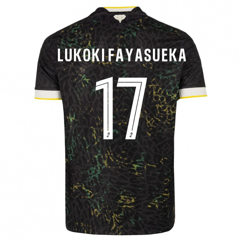 Danxen Niño Camiseta Kévin Lukoki Fayasueka #17 Negro Blanco Amarillo 2ª Equipación 2026/27 La Camisa