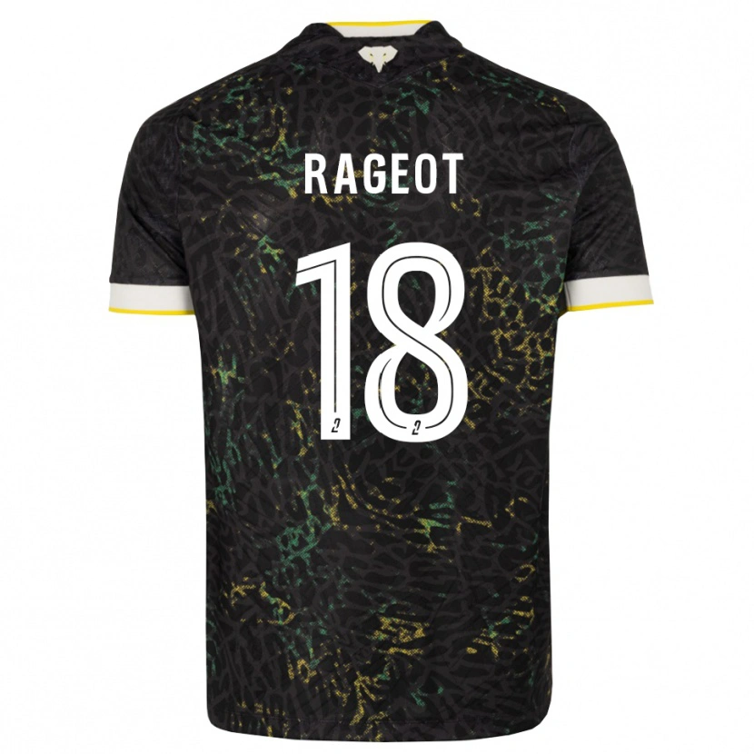 Danxen Niño Camiseta Lalie Rageot #18 Negro Blanco Amarillo 2ª Equipación 2026/27 La Camisa