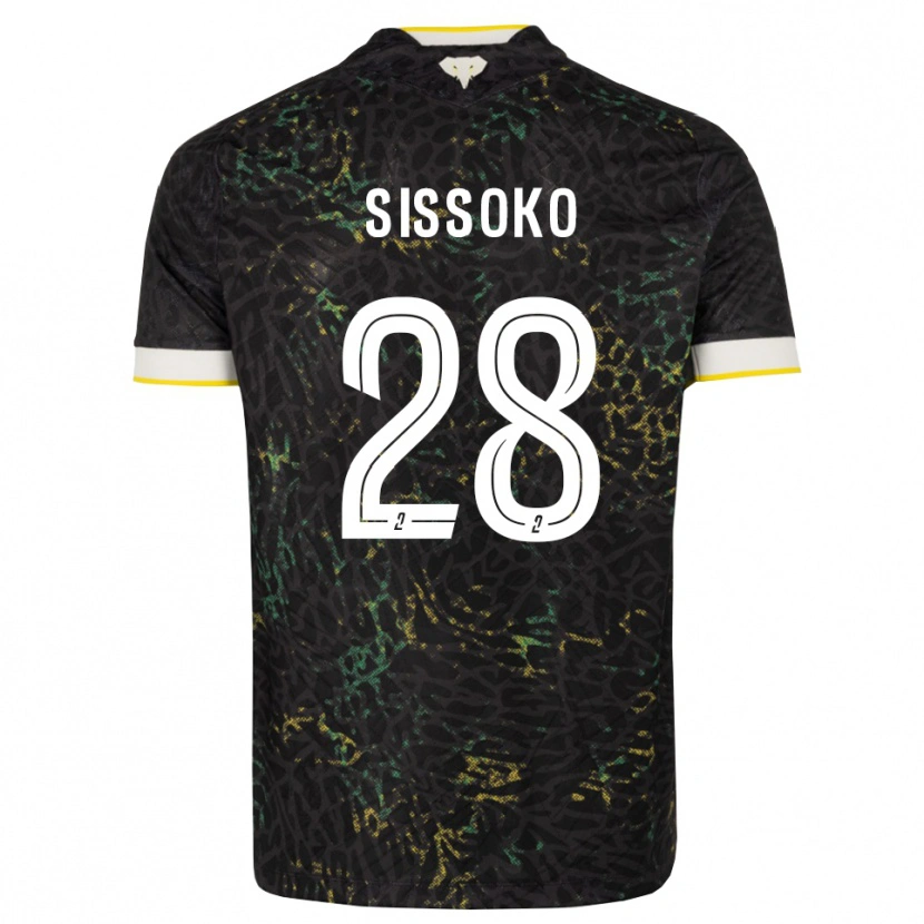 Danxen Niño Camiseta Ibrahima Sissoko #28 Negro Blanco Amarillo 2ª Equipación 2026/27 La Camisa
