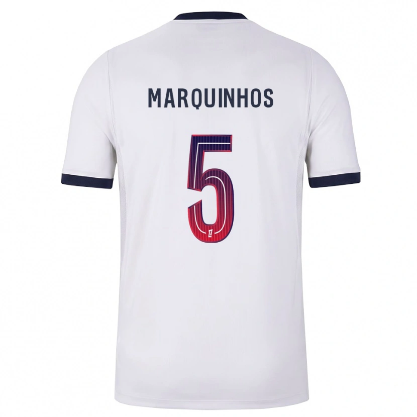 Danxen Niño Camiseta Marquinhos #5 Blanco Negro Rojo 2ª Equipación 2026/27 La Camisa