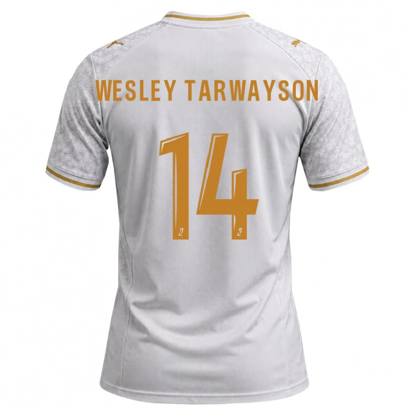 Danxen Niño Camiseta James Wesley Tarwayson #14 Blanco Gris Dorado 2ª Equipación 2026/27 La Camisa