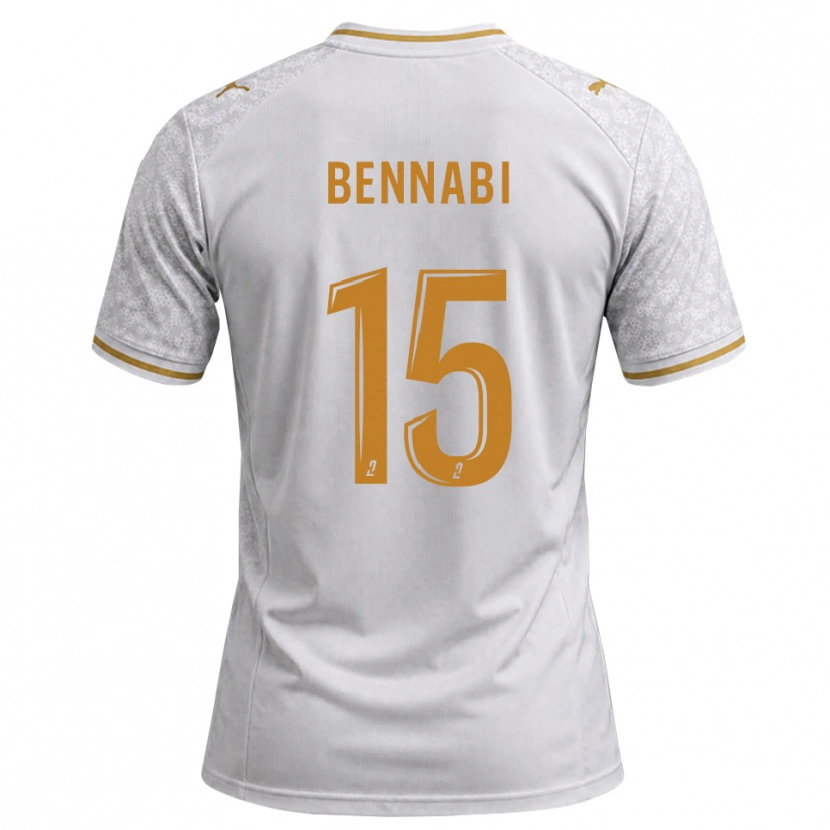Danxen Niño Camiseta Rayan Bennabi #15 Blanco Gris Dorado 2ª Equipación 2026/27 La Camisa