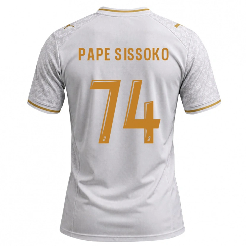 Danxen Niño Camiseta Niama Pape Sissoko #74 Blanco Gris Dorado 2ª Equipación 2026/27 La Camisa