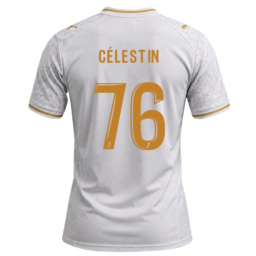 Danxen Niño Camiseta Jean-Philippe Célestin #76 Blanco Gris Dorado 2ª Equipación 2026/27 La Camisa