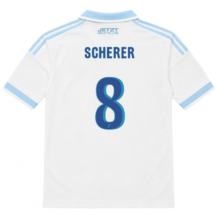 Danxen Niño Camiseta Louis Scherer #8 Azul Cielo Claro Blanco Rojo 2ª Equipación 2026/27 La Camisa