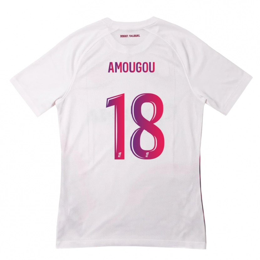 Danxen Niño Camiseta Mathis Amougou #18 Blanco Rosa Morado 2ª Equipación 2026/27 La Camisa