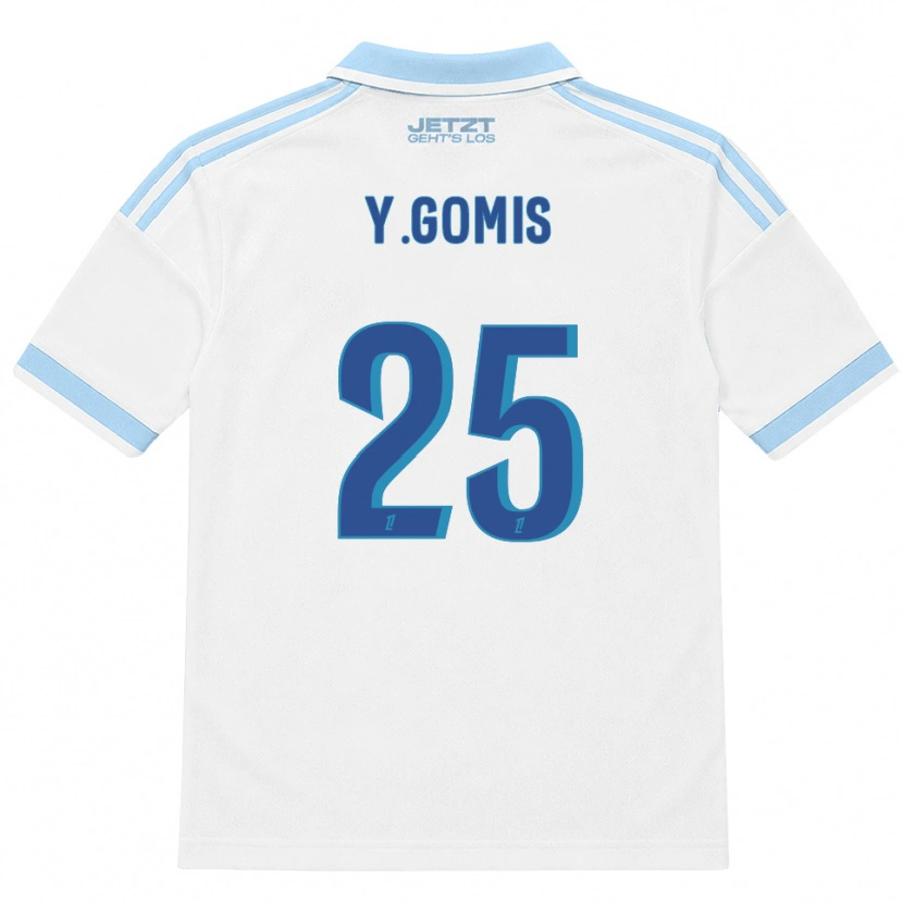 Danxen Niño Camiseta Yoni Gomis #25 Azul Cielo Claro Blanco Rojo 2ª Equipación 2026/27 La Camisa