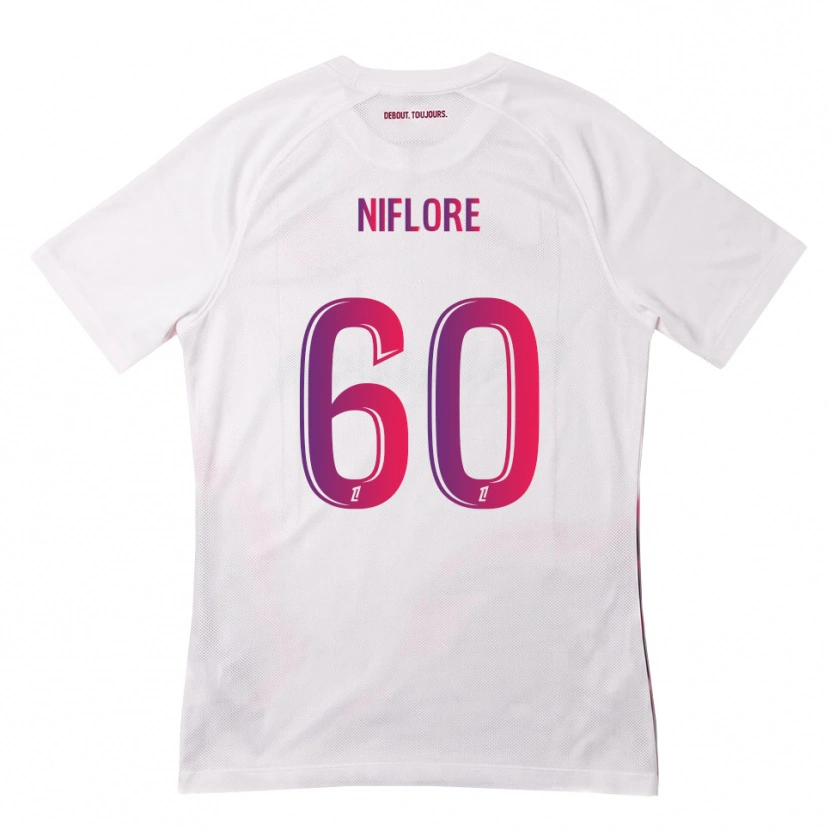 Danxen Niño Camiseta Mathys Niflore #60 Blanco Rosa Morado 2ª Equipación 2026/27 La Camisa