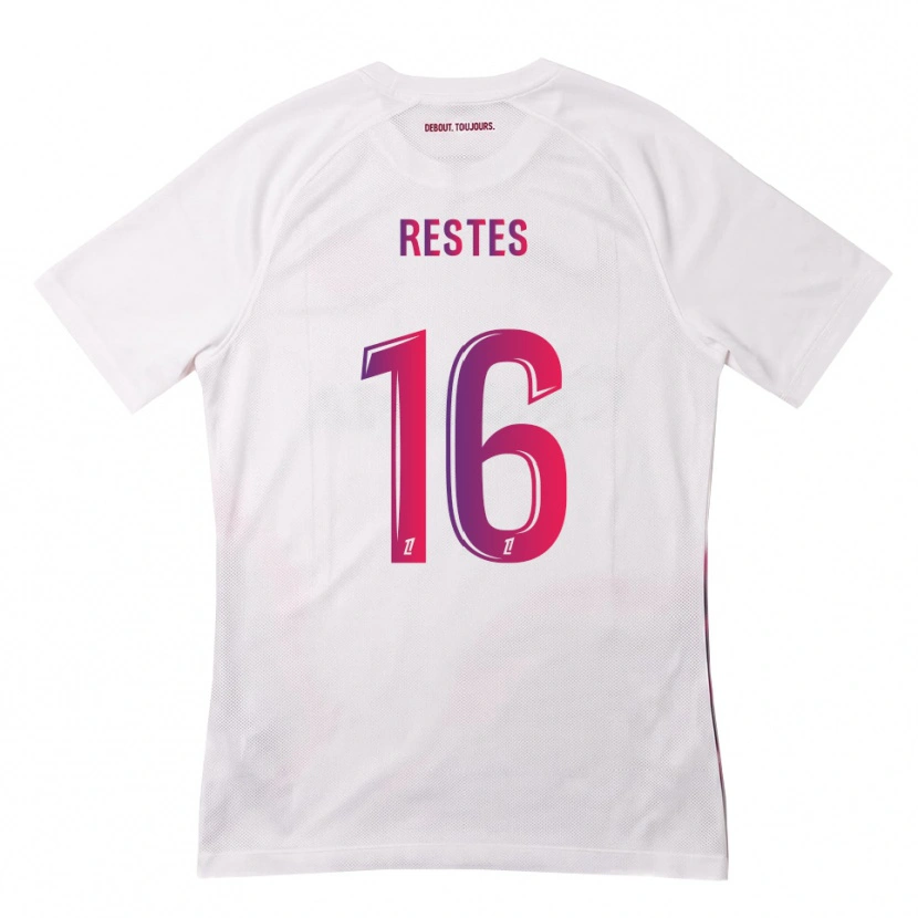 Danxen Niño Camiseta Guillaume Restes #16 Blanco Rosa Morado 2ª Equipación 2026/27 La Camisa