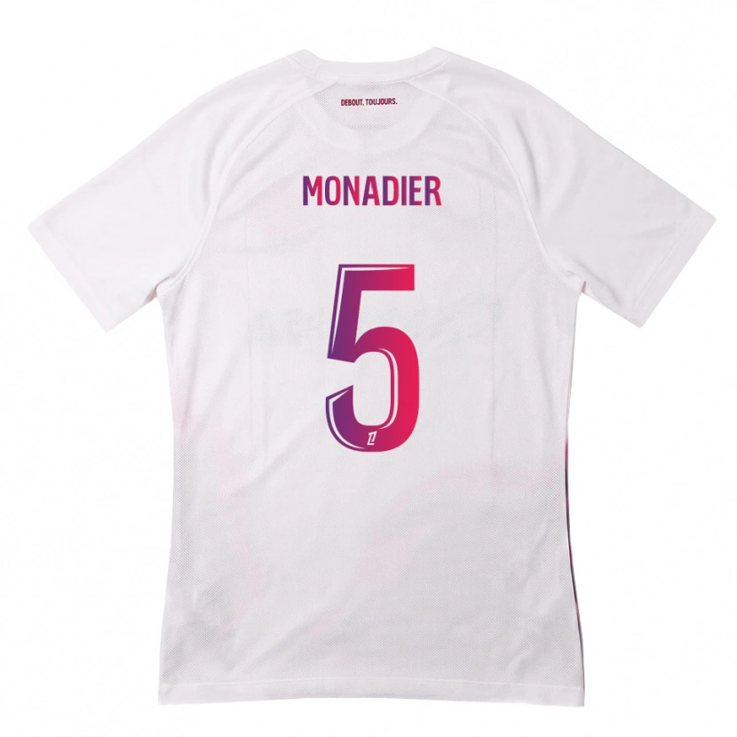 Danxen Niño Camiseta Pauline Monadier #5 Blanco Rosa Morado 2ª Equipación 2026/27 La Camisa