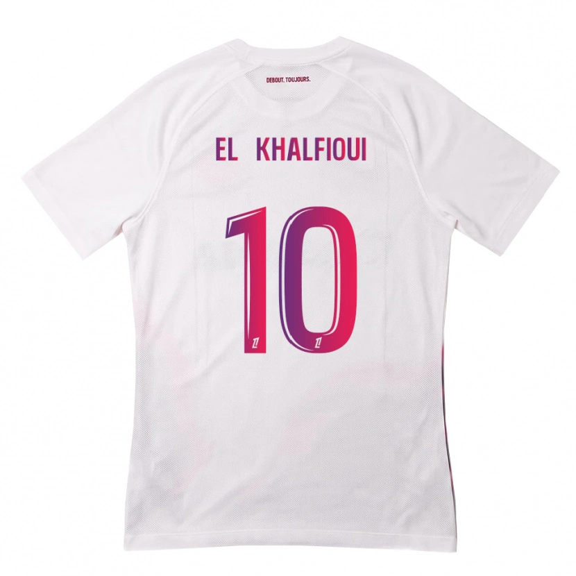 Danxen Niño Camiseta Zakari El Khalfioui #10 Blanco Rosa Morado 2ª Equipación 2026/27 La Camisa