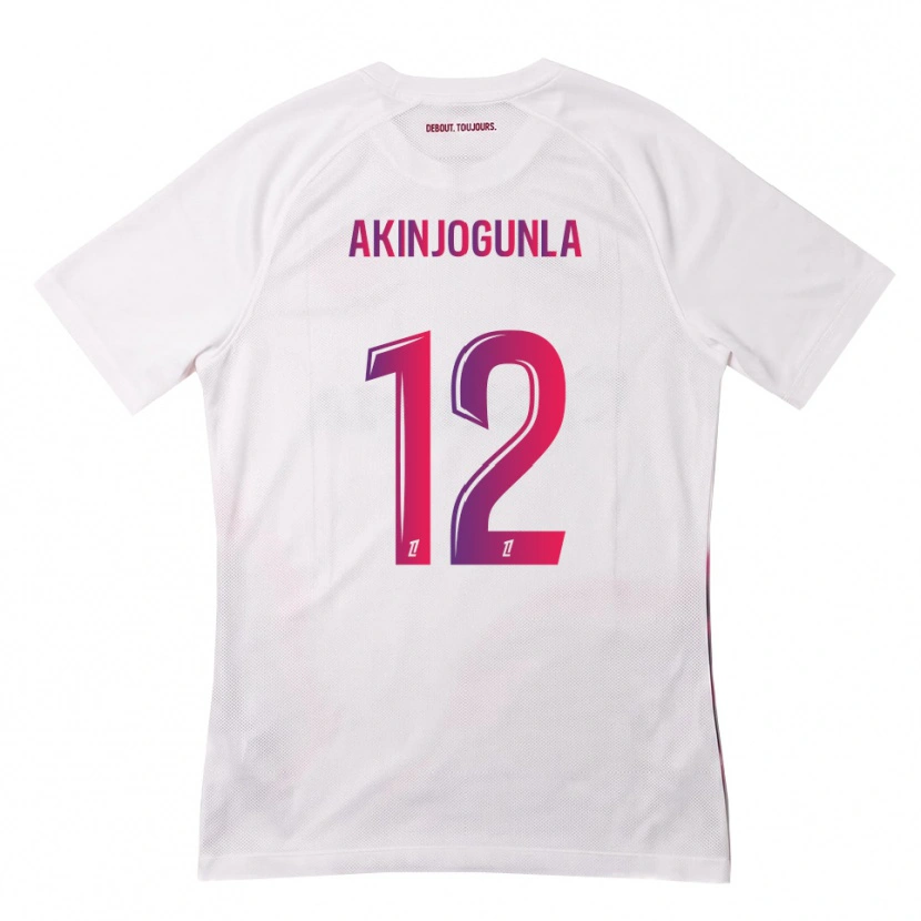 Danxen Niño Camiseta Michaël Akinjogunla #12 Blanco Rosa Morado 2ª Equipación 2026/27 La Camisa