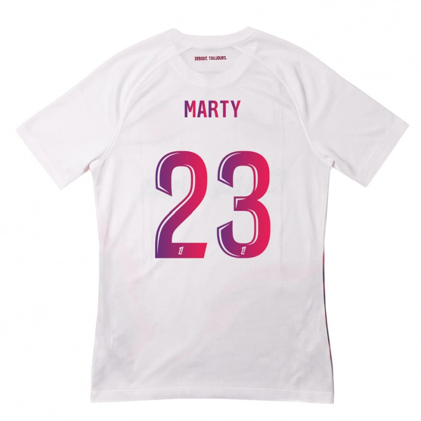 Danxen Niño Camiseta Chloé Marty #23 Blanco Rosa Morado 2ª Equipación 2026/27 La Camisa