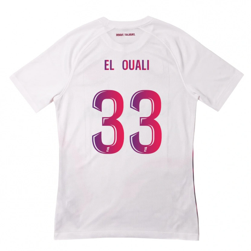 Danxen Niño Camiseta Adam El Ouali #33 Blanco Rosa Morado 2ª Equipación 2026/27 La Camisa