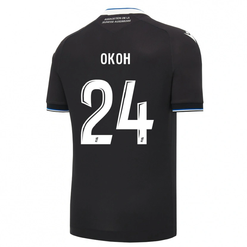 Danxen Niño Camiseta Bryan Okoh #24 Negro Azul Blanco 2ª Equipación 2026/27 La Camisa