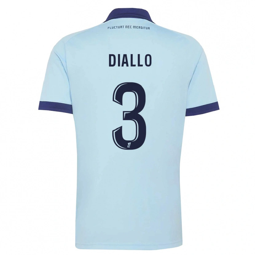 Danxen Niño Camiseta Ibrahim Diallo #3 Azul Aciano Negro 2ª Equipación 2026/27 La Camisa