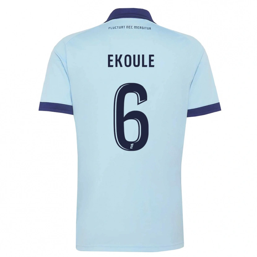 Danxen Niño Camiseta Lionel Ekoule #6 Azul Aciano Negro 2ª Equipación 2026/27 La Camisa