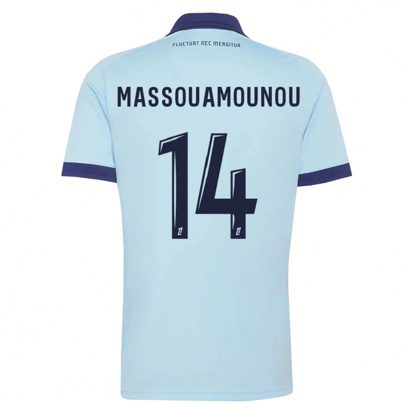 Danxen Niño Camiseta Patino Massouamounou #14 Azul Aciano Negro 2ª Equipación 2026/27 La Camisa