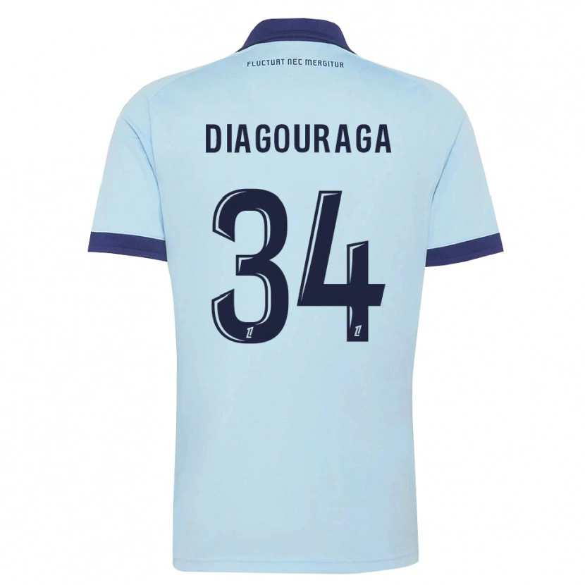 Danxen Niño Camiseta Djibril Diagouraga #34 Azul Aciano Negro 2ª Equipación 2026/27 La Camisa