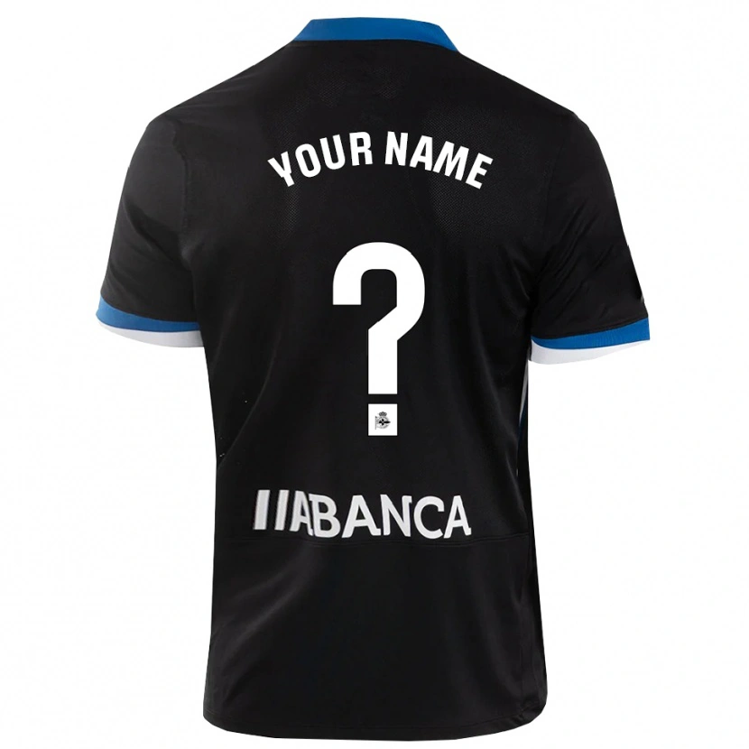 Danxen Niño Camiseta Su Nombre #0 Negro Azul Blanco 2ª Equipación 2026/27 La Camisa