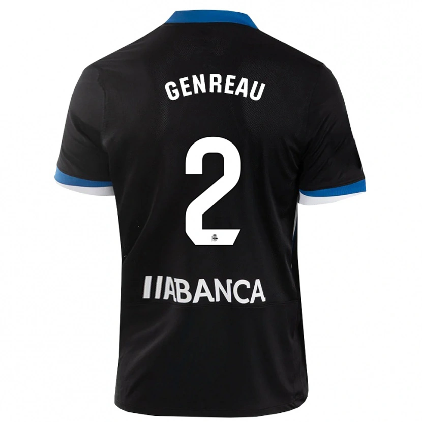 Danxen Niño Camiseta Denis Genreau #2 Negro Azul Blanco 2ª Equipación 2026/27 La Camisa