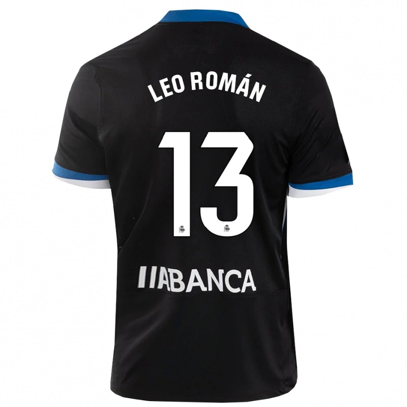 Danxen Niño Camiseta Leo Román #13 Negro Azul Blanco 2ª Equipación 2026/27 La Camisa