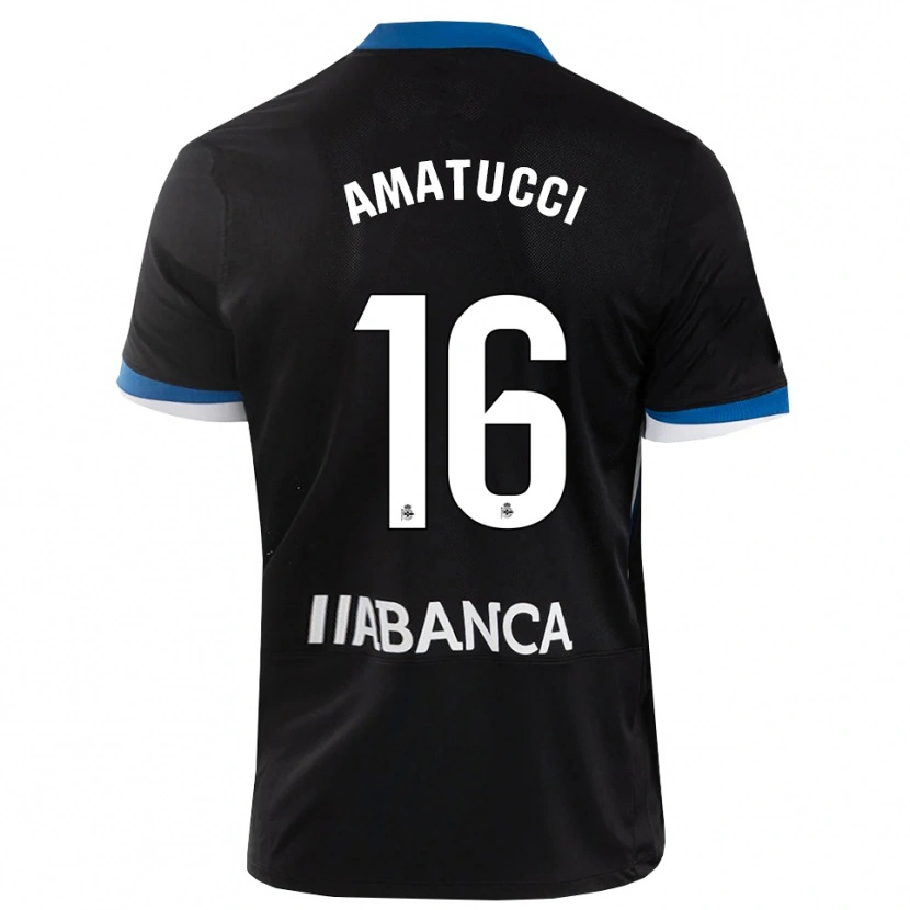 Danxen Niño Camiseta Lorenzo Amatucci #16 Negro Azul Blanco 2ª Equipación 2026/27 La Camisa
