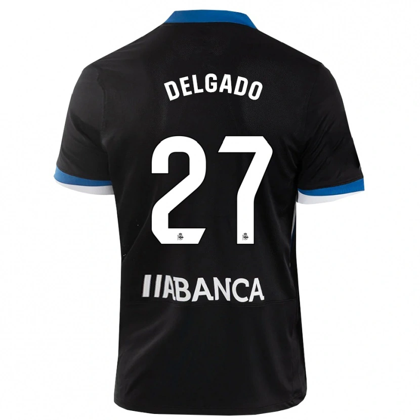 Danxen Niño Camiseta Álex Delgado #27 Negro Azul Blanco 2ª Equipación 2026/27 La Camisa