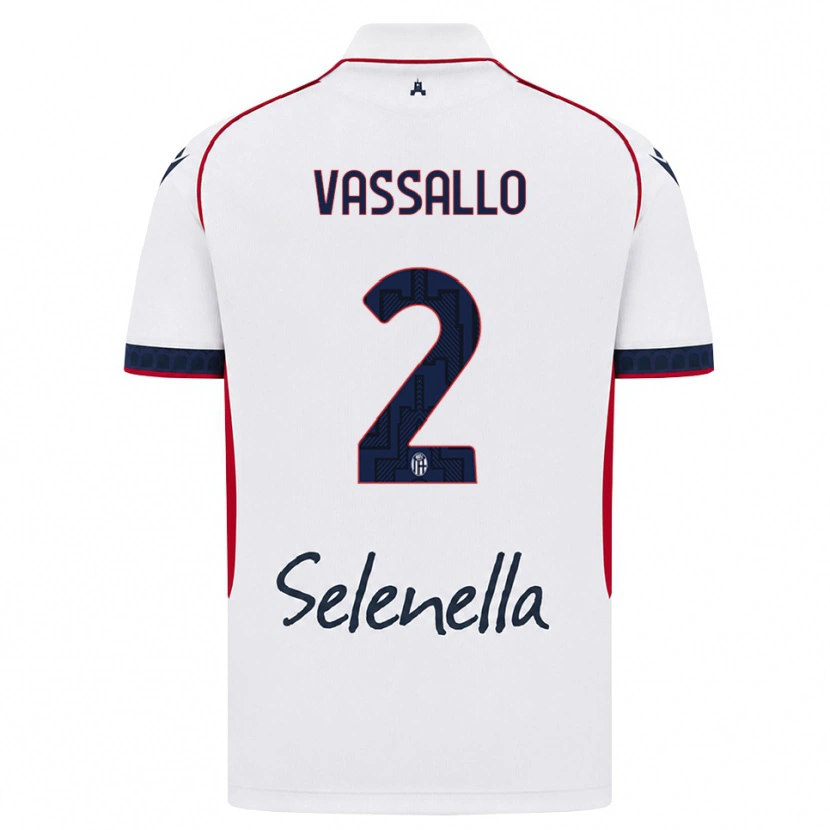 Danxen Niño Camiseta Giacomo Vassallo #2 Blanco Rojo Azul Real 2ª Equipación 2026/27 La Camisa