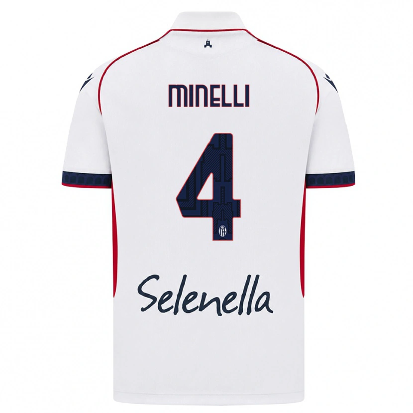 Danxen Niño Camiseta Leo Minelli #4 Blanco Rojo Azul Real 2ª Equipación 2026/27 La Camisa
