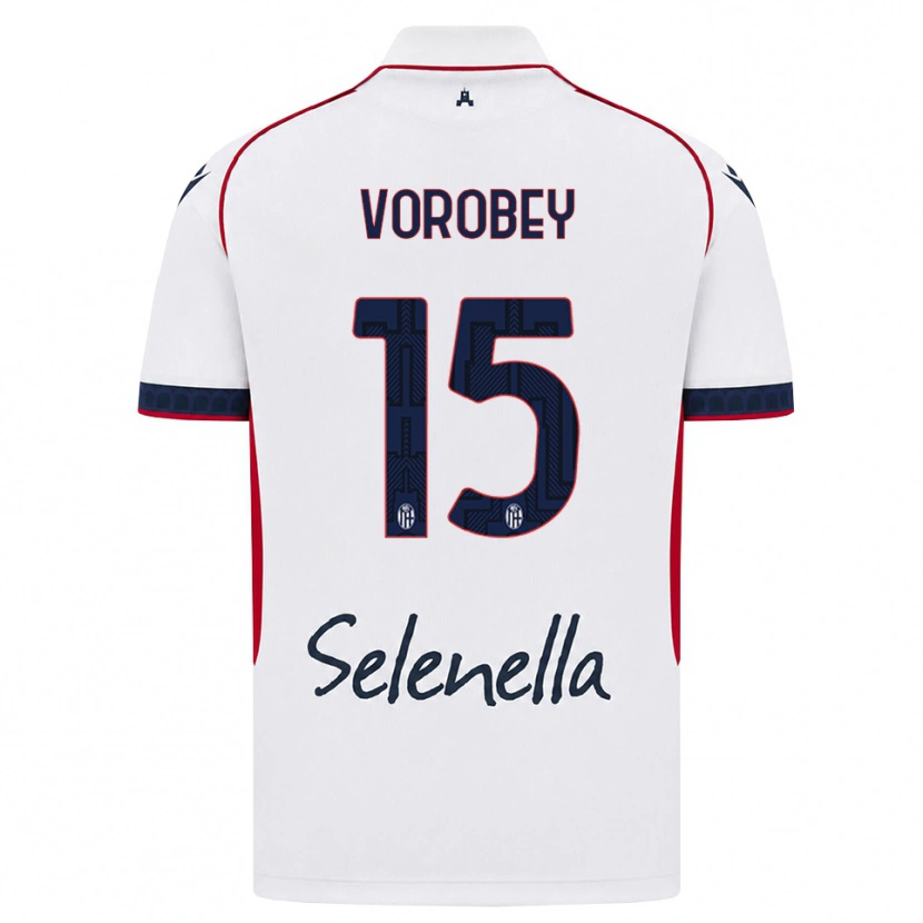 Danxen Niño Camiseta Maksym Vorobey #15 Blanco Rojo Azul Real 2ª Equipación 2026/27 La Camisa