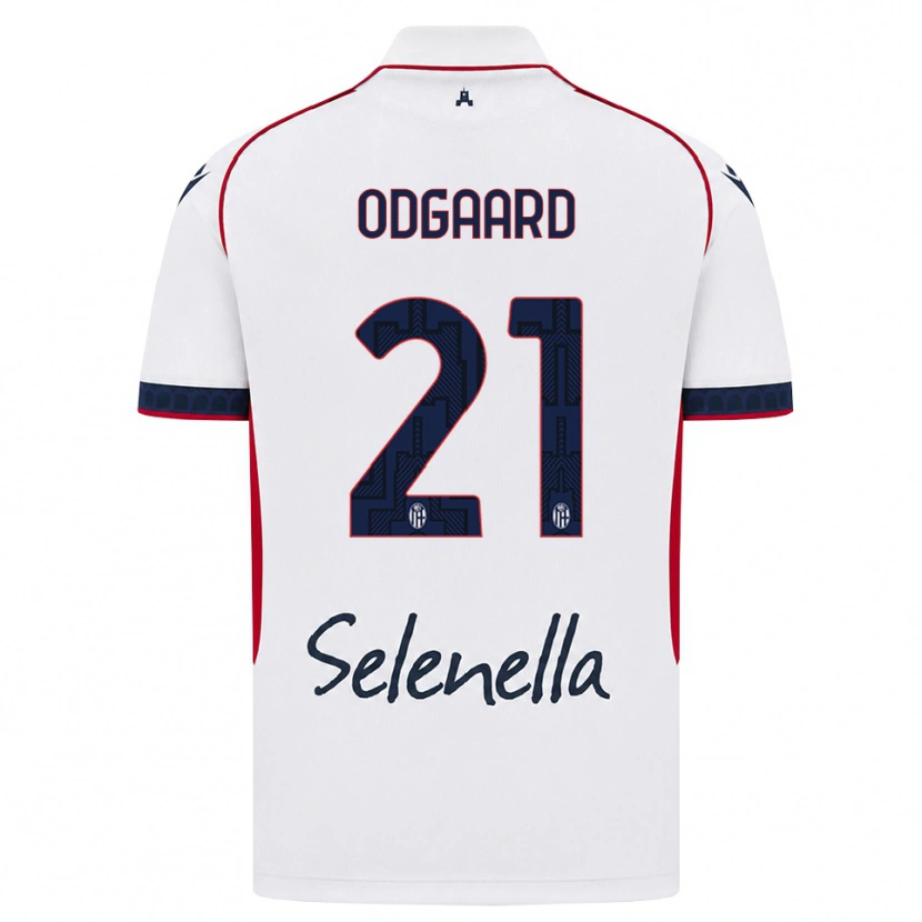 Danxen Niño Camiseta Jens Odgaard #21 Blanco Rojo Azul Real 2ª Equipación 2026/27 La Camisa