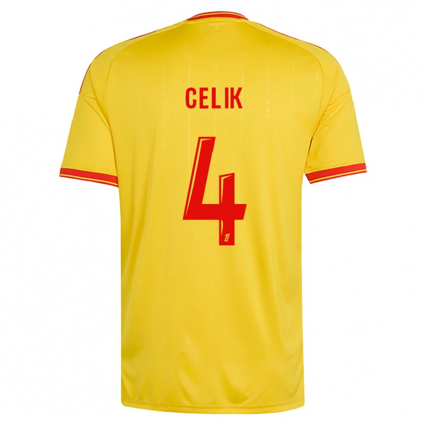 Danxen Hombre Camiseta Nidal Celik #4 Oro Naranja Rojo 1ª Equipación 2026/27 La Camisa
