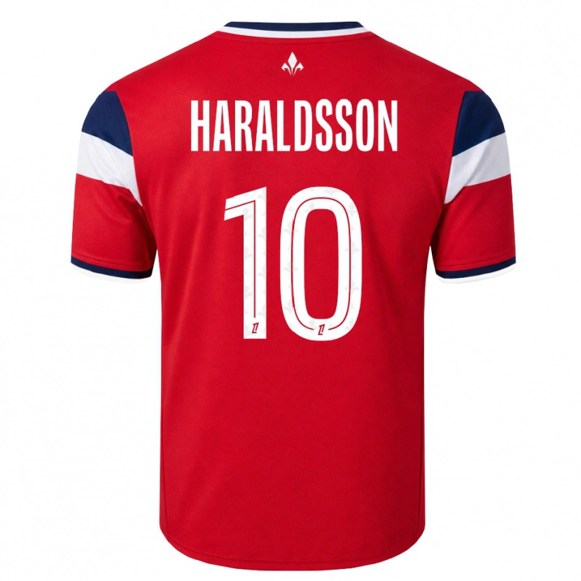 Danxen Hombre Camiseta Hákon Arnar Haraldsson #10 Rojo Blanco Azul Real 1ª Equipación 2026/27 La Camisa