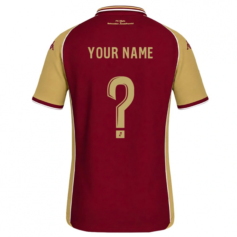 Danxen Hombre Camiseta Su Nombre #0 Dorado Rojo Oscuro 1ª Equipación 2026/27 La Camisa