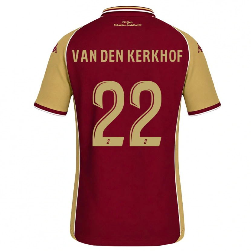 Danxen Hombre Camiseta Kevin Van Den Kerkhof #22 Dorado Rojo Oscuro 1ª Equipación 2026/27 La Camisa