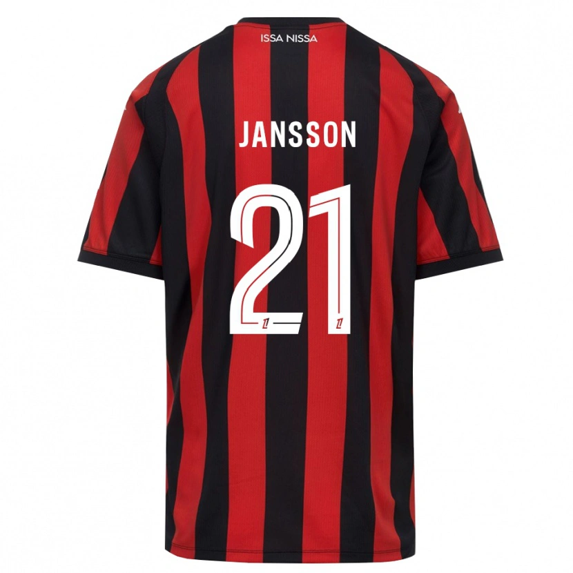 Danxen Hombre Camiseta Isak Jansson #21 Rojo Negro Blanco 1ª Equipación 2026/27 La Camisa