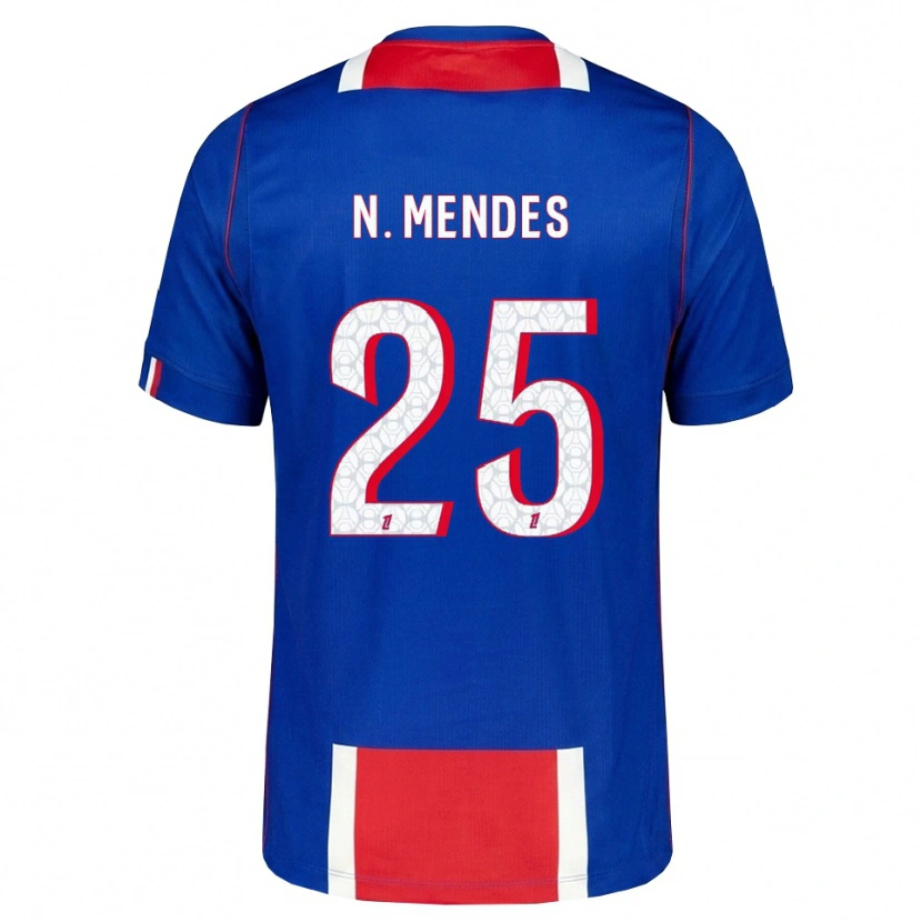 Danxen Hombre Camiseta Nuno Mendes #25 Rojo Blanco Azul 1ª Equipación 2026/27 La Camisa