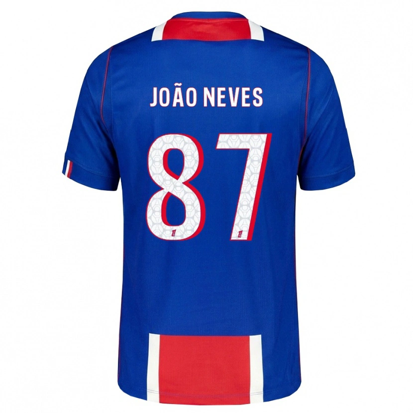 Danxen Hombre Camiseta João Neves #87 Rojo Blanco Azul 1ª Equipación 2026/27 La Camisa