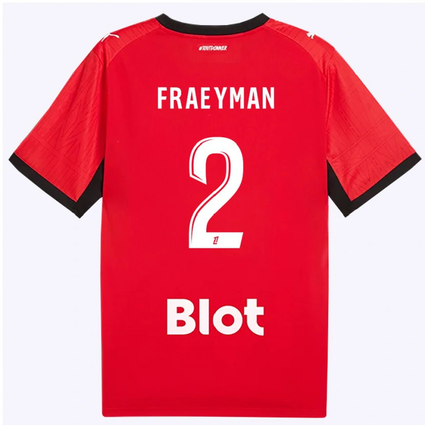Danxen Hombre Camiseta Dorian Fraeyman #2 Rojo Negro Blanco 1ª Equipación 2026/27 La Camisa