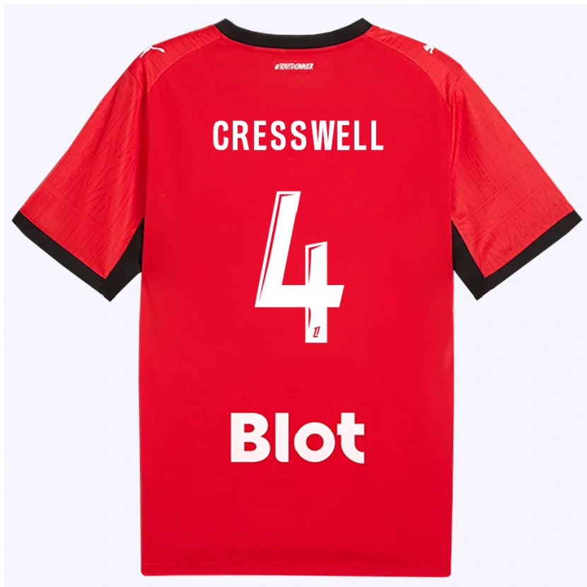 Danxen Hombre Camiseta Charlie Cresswell #4 Rojo Negro Blanco 1ª Equipación 2026/27 La Camisa