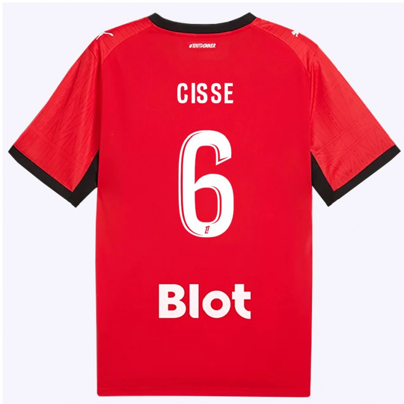 Danxen Hombre Camiseta Djaoui Cissé #6 Rojo Negro Blanco 1ª Equipación 2026/27 La Camisa