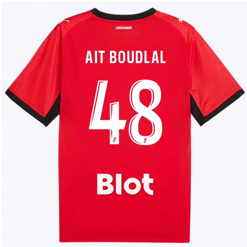 Danxen Hombre Camiseta Abdelhamid Ait Boudlal #48 Rojo Negro Blanco 1ª Equipación 2026/27 La Camisa