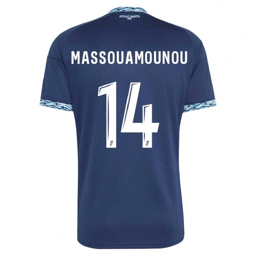 Danxen Hombre Camiseta Patino Massouamounou #14 Azul Acero Blanco 1ª Equipación 2026/27 La Camisa